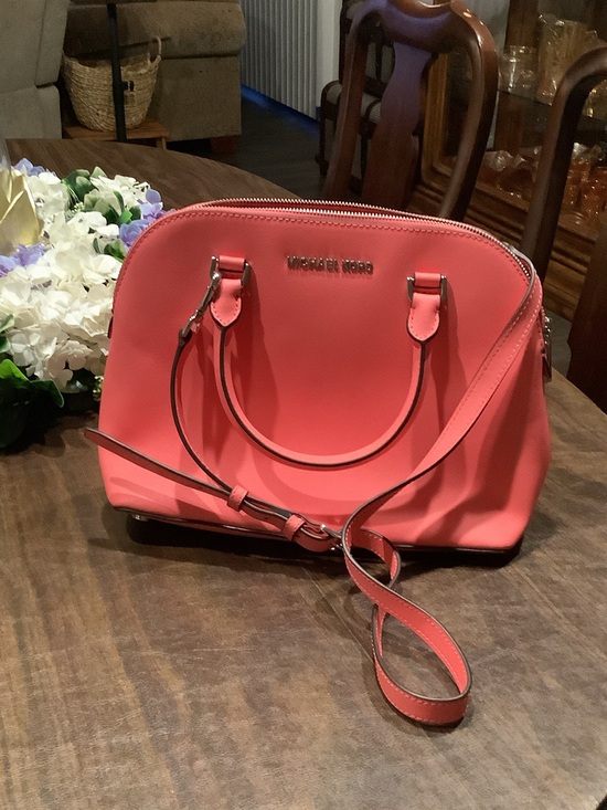 Michael Kors Handbags - Michael Kors Coral Pink Dome Satchel with Strap never used
